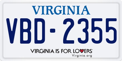 VA license plate VBD2355