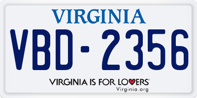 VA license plate VBD2356