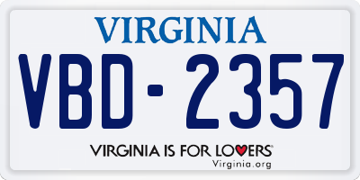 VA license plate VBD2357