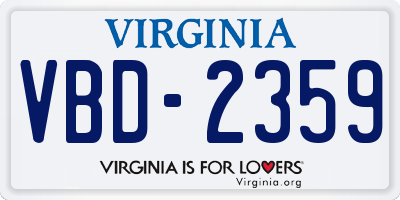VA license plate VBD2359