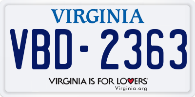 VA license plate VBD2363