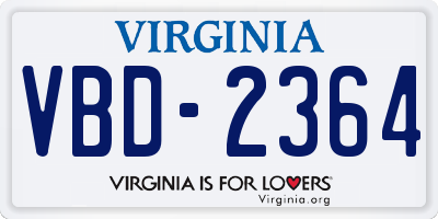 VA license plate VBD2364