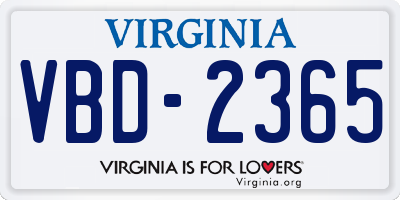 VA license plate VBD2365
