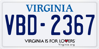 VA license plate VBD2367
