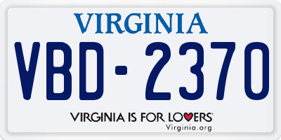 VA license plate VBD2370