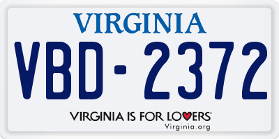 VA license plate VBD2372