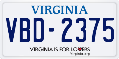 VA license plate VBD2375