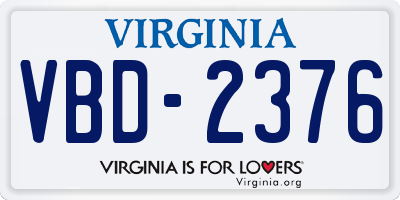 VA license plate VBD2376