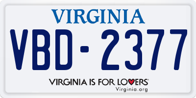 VA license plate VBD2377