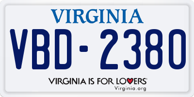 VA license plate VBD2380
