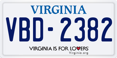VA license plate VBD2382