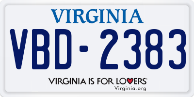 VA license plate VBD2383