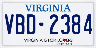 VA license plate VBD2384