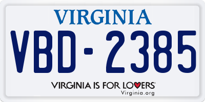 VA license plate VBD2385