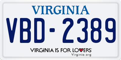 VA license plate VBD2389