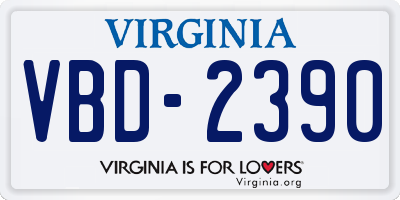 VA license plate VBD2390