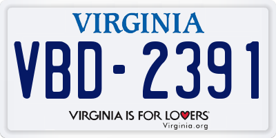 VA license plate VBD2391