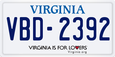 VA license plate VBD2392