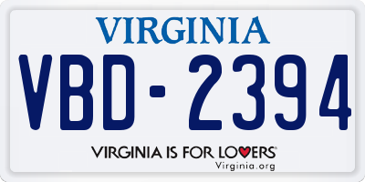 VA license plate VBD2394