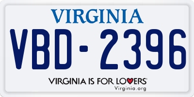 VA license plate VBD2396