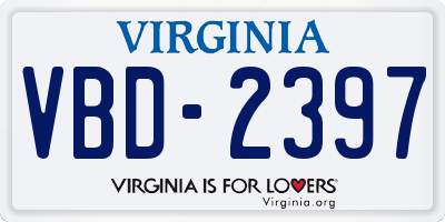 VA license plate VBD2397