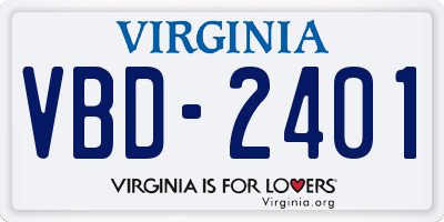 VA license plate VBD2401