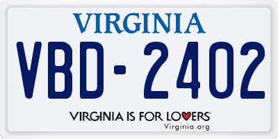 VA license plate VBD2402