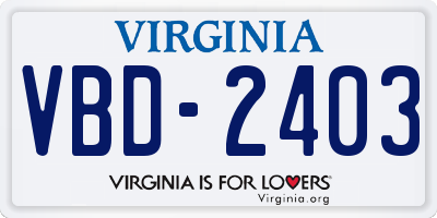 VA license plate VBD2403