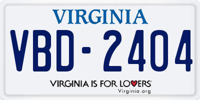 VA license plate VBD2404