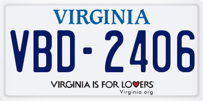 VA license plate VBD2406