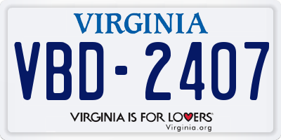 VA license plate VBD2407