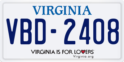 VA license plate VBD2408
