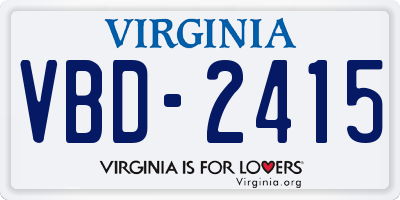 VA license plate VBD2415
