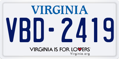 VA license plate VBD2419