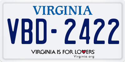 VA license plate VBD2422