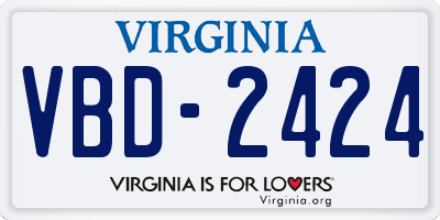 VA license plate VBD2424