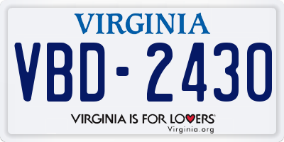 VA license plate VBD2430