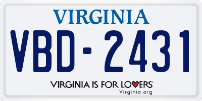 VA license plate VBD2431