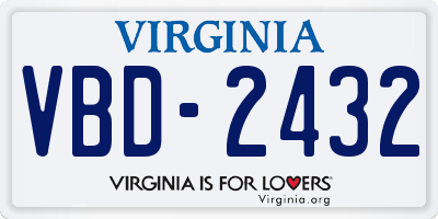 VA license plate VBD2432