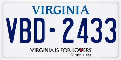 VA license plate VBD2433