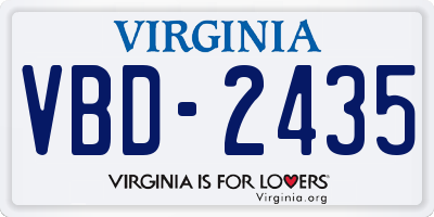 VA license plate VBD2435