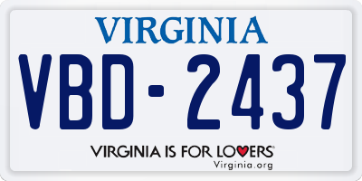 VA license plate VBD2437