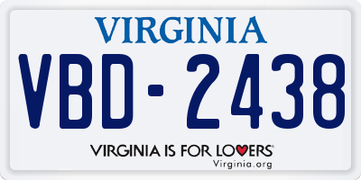 VA license plate VBD2438