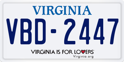 VA license plate VBD2447