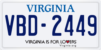 VA license plate VBD2449