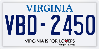 VA license plate VBD2450