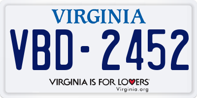 VA license plate VBD2452