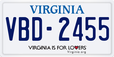 VA license plate VBD2455