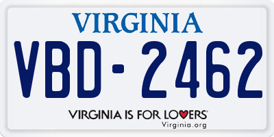 VA license plate VBD2462