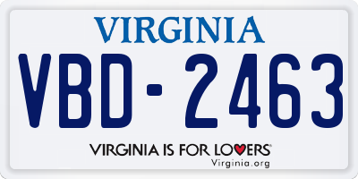 VA license plate VBD2463